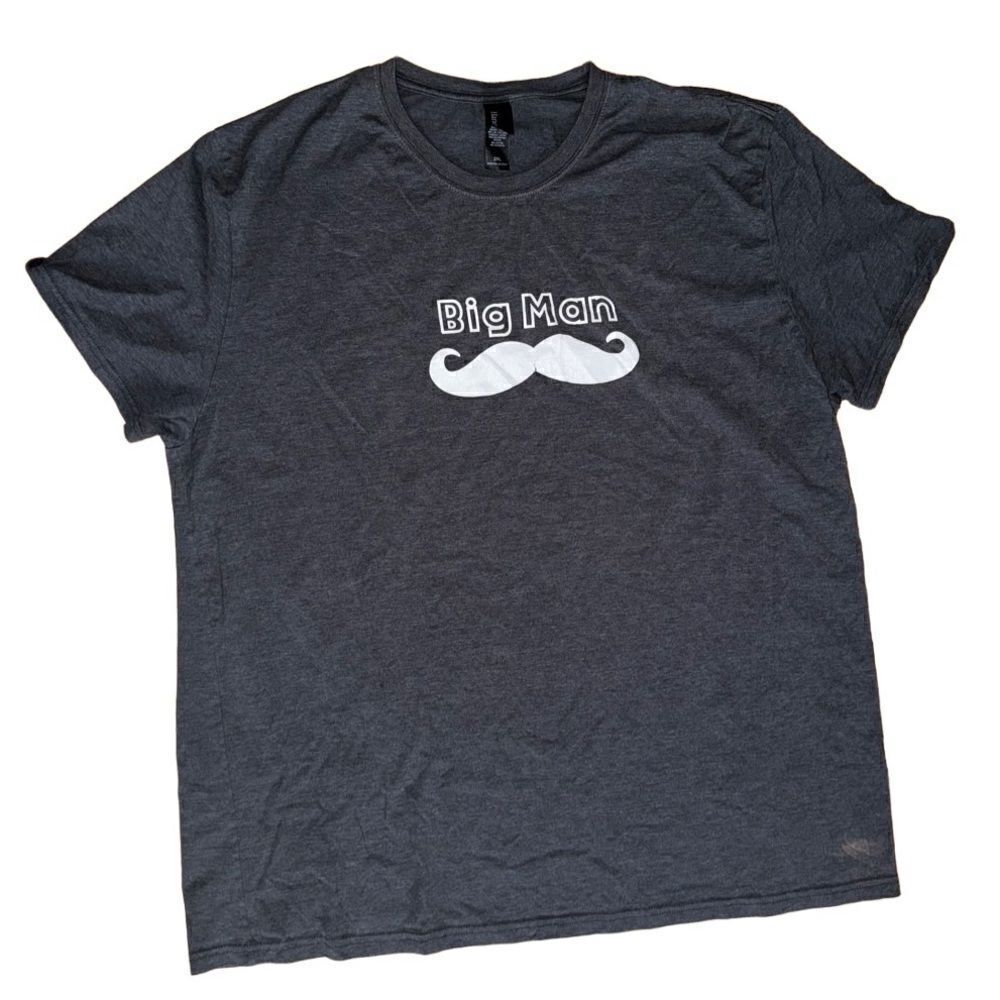 Hanes Men’s Cotton Big Man Mustache  Graphic Funny Tee Shirt - Size 2XL